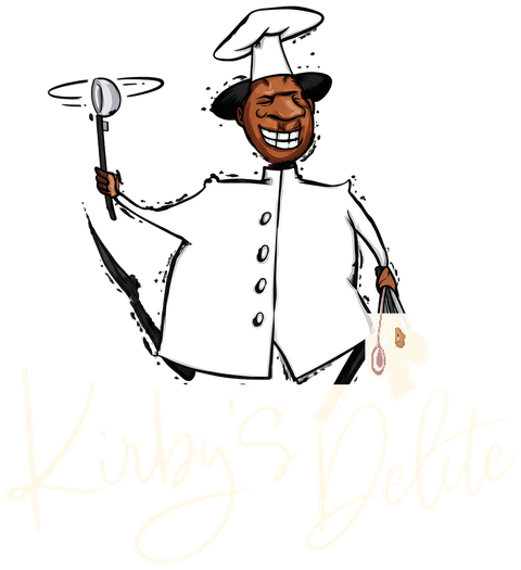 Kirby's Delite 14-n-1 Seasoning logo: a smiling chef with a ladle