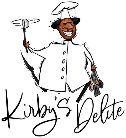 Kirby's Delite 14-n-1 Seasoning logo: a smiling chef with a ladle